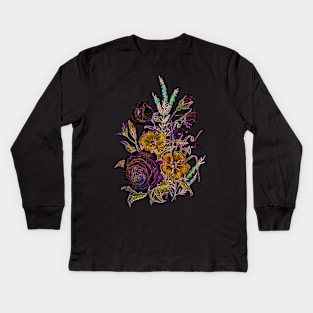 Black Panther Art - Glowing Flowers in the Dark 5 Kids Long Sleeve T-Shirt